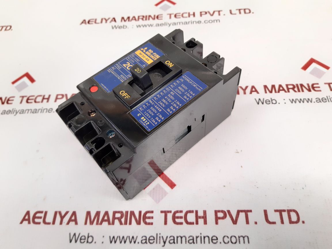 Mitsubishi Nf30-ss No-fuse Circuit Breaker 3 Pole 20A 600V Nf30Ss20A - Image 3