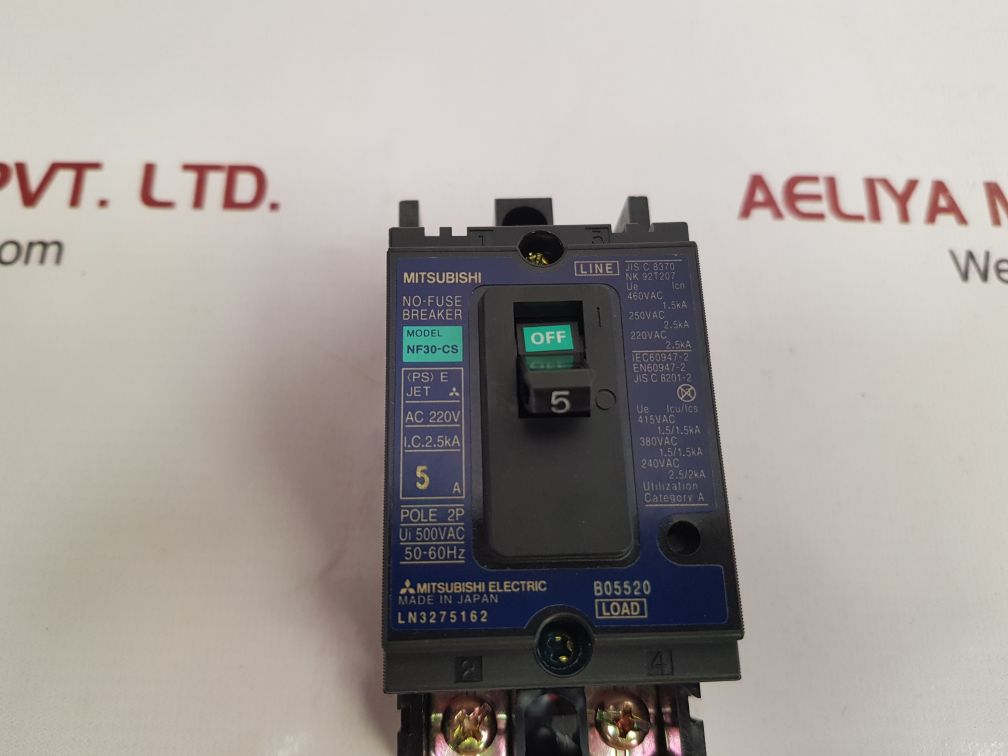 Mitsubishi Nf30-cs No-fuse Circuit Breaker 2 Pole 5A 500Vac 50/60Hz - Image 6