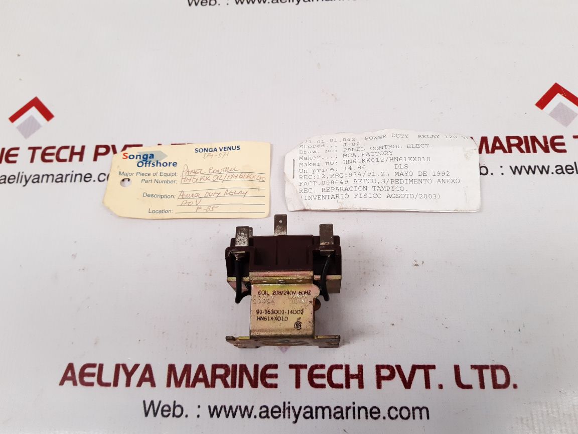 Essex Hn61Kx010 Power Duty Magnetic Relay 91-163001-14002, 125/250V 60Hz
