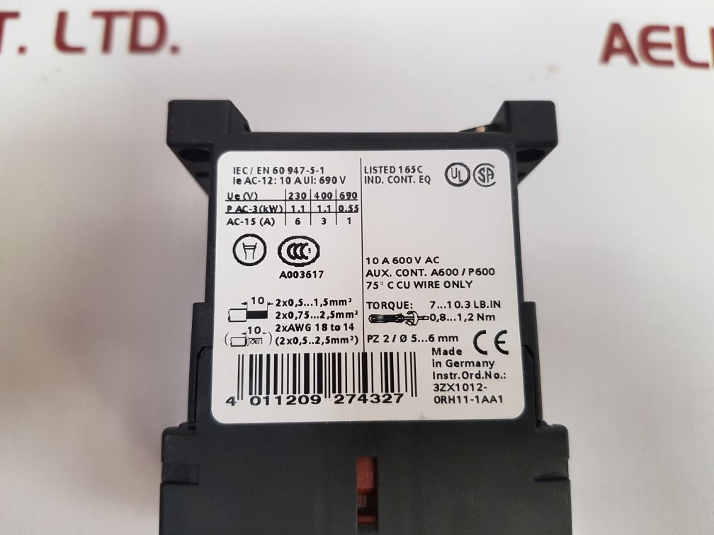Siemens Sirius 3Rh1131-1Bb40 Auxiliary Contactor 10A 600V Ac - Image 7