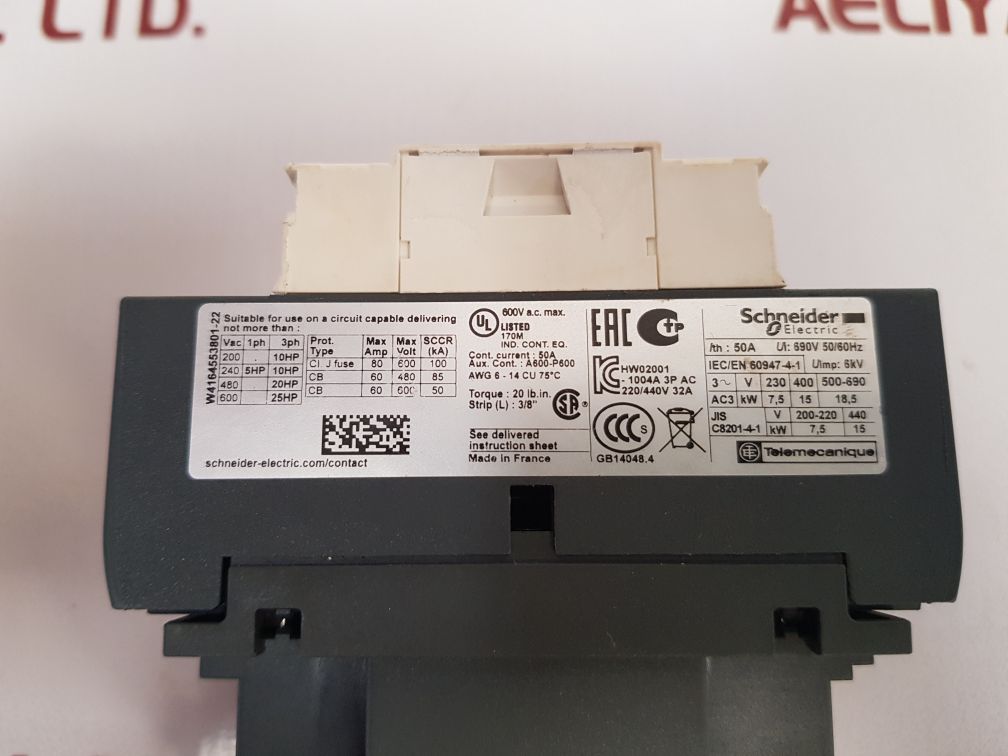 Schneider Electric/Telemecanique Lc1D32 Relay Contactor 50A 690V 50/60Hz - Image 6