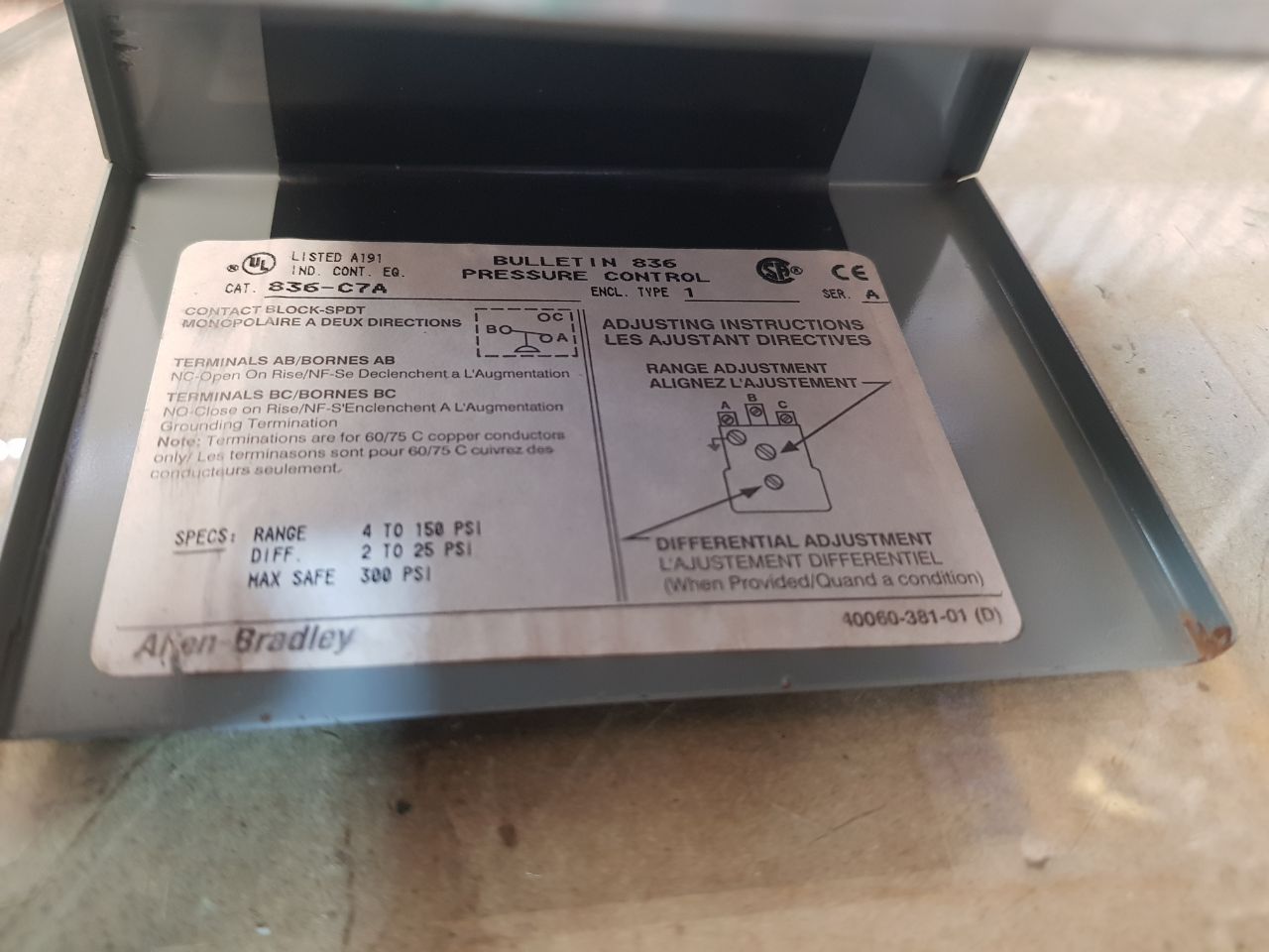 Allen-bradley Bulletin 836 Pressure Control Switch - Image 11