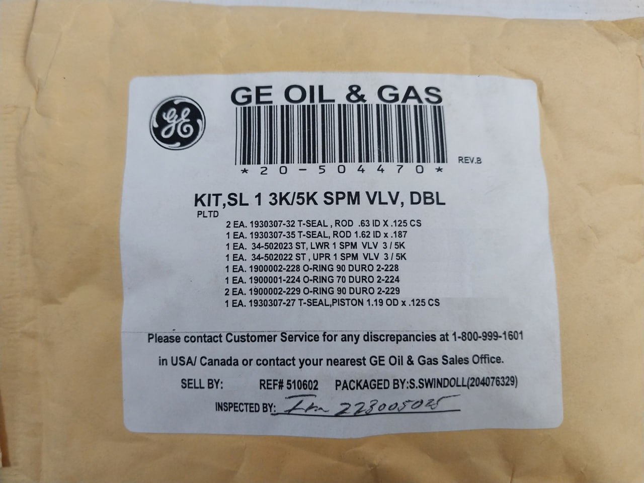 Ge 20-504470 Hydril Repair Kit - Image 12