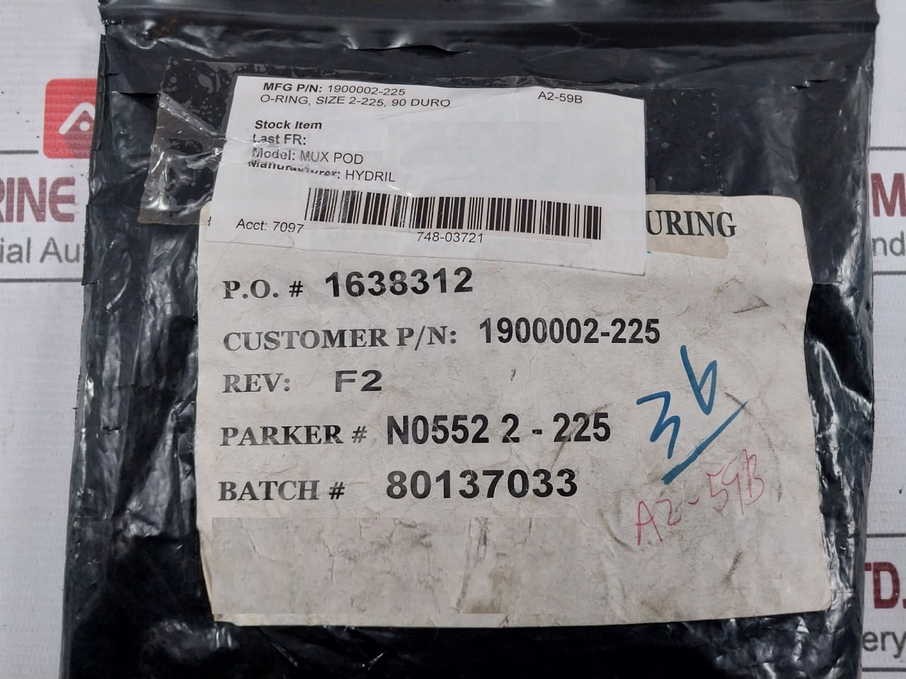 Hydril 1900002-225 O-Ring, Size 2-225 90 Duro - Image 6