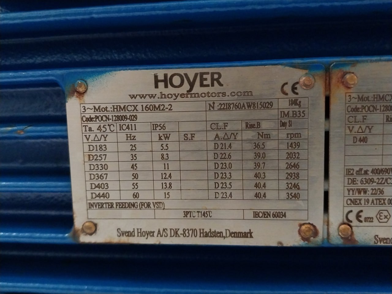 Desmi S100-80-175n/D11-02-90-130 Ex Motor Pump Assembly 690v - Image 13