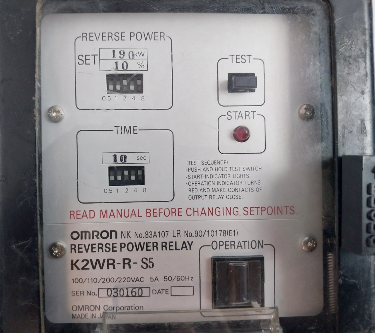 Omron K2wr-R-S5 Reverse Power Relay 220v - Image 6