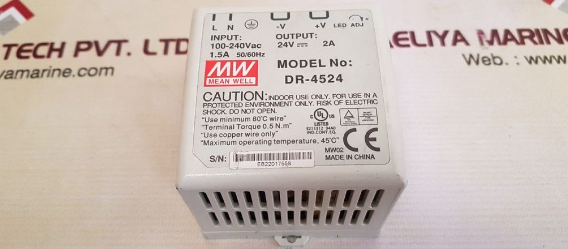 MEAN WELL DR-4524 AC DC INDUSTRIAL DIN RAIL POWER SUPPLY