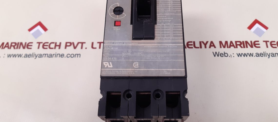 SIEMENS ED63A100 CIRCUIT BREAKER CED6-ETI