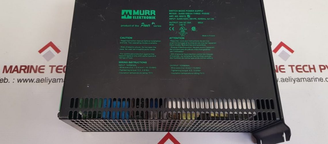 MURR ELEKTRONIK MCS20-3×400-500/24 THREE PHASE SWITCH MODE POWER SUPPLY